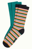 King Louie socks 2-pack millie stripe ponderosa green 09773-205