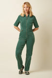 King Louie Garbo ZIp Jumpsuit Corduroy matcha green