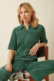 King Louie Garbo ZIp Jumpsuit Corduroy matcha green