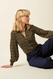 King Louie Maisie Blouse Mirth Jersey Rhodonite Blue