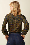 King Louie Maisie Blouse Mirth Jersey Rhodonite Blue