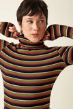 King Louie Rollneck Top Frostine Stripe Spicy Orange