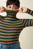 King Louie Rollneck Top Frostine Stripe Woodbine Green