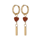 Madam the label Oorringen rode jasper heart bar goud