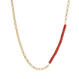 Madam the Label ketting oval small rode koraal goud 