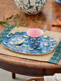 Rice large rectangular diner plate blue swan lake print MELPL-SWLA