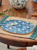 Rice large rectangular diner plate blue swan lake print MELPL-SWLA