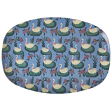 Rice large rectangular diner plate blue swan lake print MELPL-SWLA