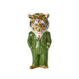 Rice tiger ceramic candle holder green
