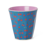 Rice medium melamine cup blue with cherry love print MELCU-CHERB