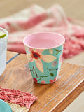 Rice medium melamine cup mint with Selma flower print MELCU-SELFLMI