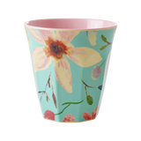 Rice medium melamine cup mint with Selma flower print MELCU-SELFLMI