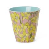 Rice medium melamine cup soft pink with daffodils print MELCU-DAFF