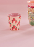 Rice medium melamine cup with strawberry print MELCU-STRAWB