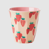 Rice medium melamine cup with strawberry print MELCU-STRAWB
