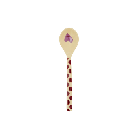 Rice melamine teaspoon in creme Purple dot print