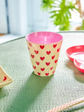 Rice medium melamine cup crème with darling hearts print MELCU-DAHE