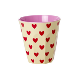 Rice medium melamine cup crème with darling hearts print MELCU-DAHE