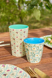 Rice medium melamine cup mint with summer bloom print MELCU-SUBL