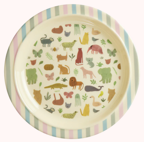 Rice Melamine Kids Lunch Plate with Sweet Jungle Print
