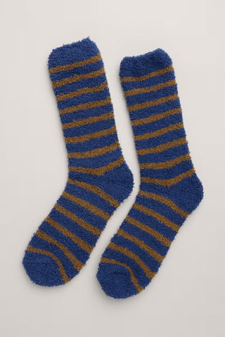 Seasalt Cornwall fluffies socks short men's breton french blue canvas B-AC32778-34399