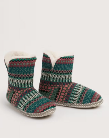Seasalt Cornwall snooze slipper booties Weaving Needle Dark Forage