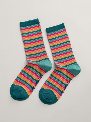 Seasalt Cornwall women's sparkle sailor socks weatherboard dark jade mix B-AC27823-32822