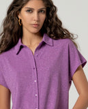 Surkana Lurex Short Sleeve Shirt Powdered Mauve