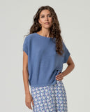 Surkana Short Sleeve Boat Neck Sweater Blue