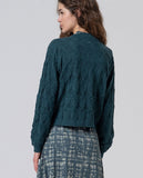 Surkana V-neck cardigan with fantasy knit blue 555OMAR337-51