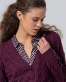 Surkana V-neck cardigan with fantasy knit bourdeaux 555OMAR337-44