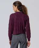 Surkana V-neck cardigan with fantasy knit bourdeaux 555OMAR337-44