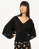 Surkana V-neck jumper kimono sleeves black 514BACO233-00