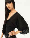 Surkana V-neck jumper kimono sleeves black 514BACO233-00