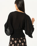 Surkana V-neck jumper kimono sleeves black 514BACO233-00