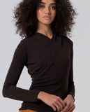 Surkana crossover-neck T-shirt chocolate 565IRLU014-84