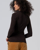 Surkana crossover-neck T-shirt chocolate 565IRLU014-84