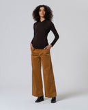 Surkana crossover-neck T-shirt chocolate 565IRLU014-84