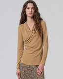Surkana crossover-neck T-shirt gold 565IRLU014-91