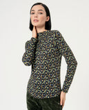 Surkana draped perkins collar top green 564SEMA014-61