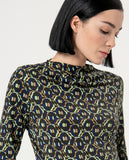 Surkana draped perkins collar top green 564SEMA014-61