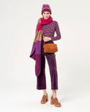 Surkana draped perkins collar top purple 564SEMA014-43