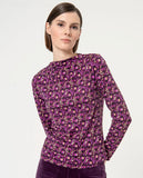 Surkana draped perkins collar top purple 564SEMA014-43