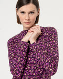 Surkana draped perkins collar top purple 564SEMA014-43
