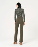 Surkana flare trousers knitted blunt knit khaki 554NERA514-62