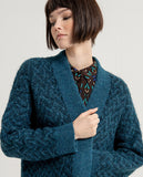 Surkana jacquard knitted jacket open blue 563COES432-51