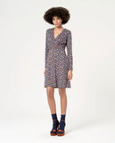 Surkana knee-length dress cross body with belt blue 554SECH712-51