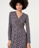 Surkana knee-length dress cross body with belt blue 554SECH712-51