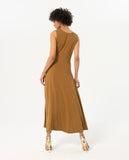 Surkana long dress with gathered knot in front tile tobacco 524ESVI711-85