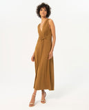 Surkana long dress with gathered knot in front tile tobacco 524ESVI711-85